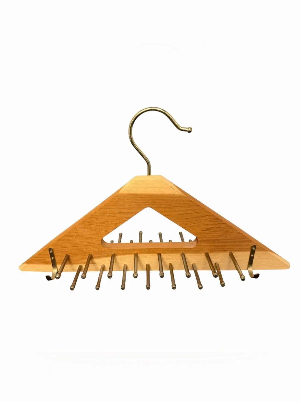 Woodlore Wooden Tie, Belt and Scarf Hangers - Honey stain with Brass Pegs